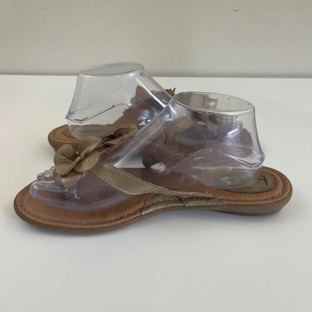 b.o.c. Born Concept Sandals 9M Gold Floral Thong Cottagecore Boho Beach Feminine